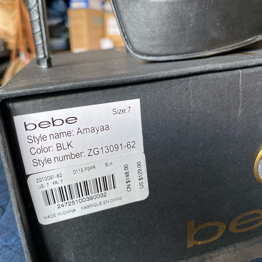 Bebe Black Amayaa Heels Sz 7 - Picture 6 of 8